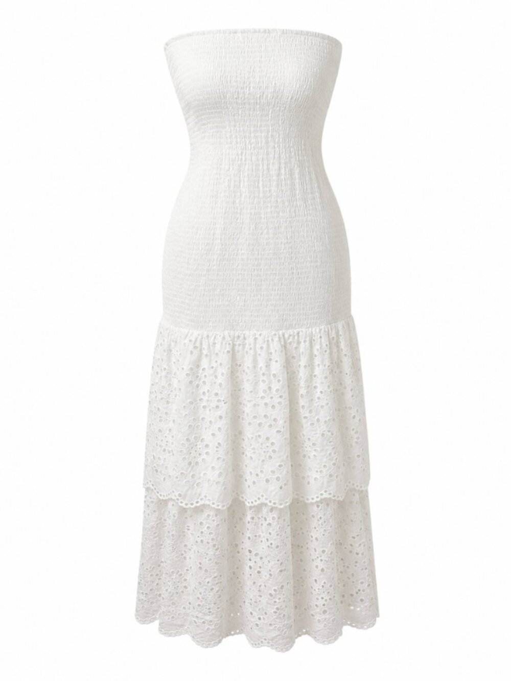 Dynamite White Strapless Eyelet Maxi Dress